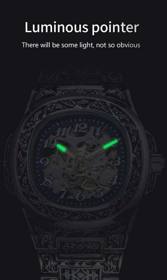 LONGLUX Automatic mechanical watch alloy steel vintage retro luxury waterproof skeleton ffordable 40mm wholesale Watch for Men