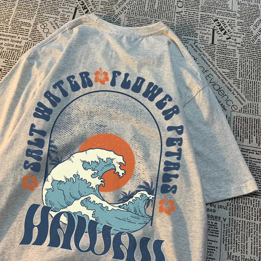 Beautiful Salt Water Petals Patterns TShirts Men Casual Tee Clothes Comfortable Sweat Summer Tops Vintage Loose Tshirt 260228