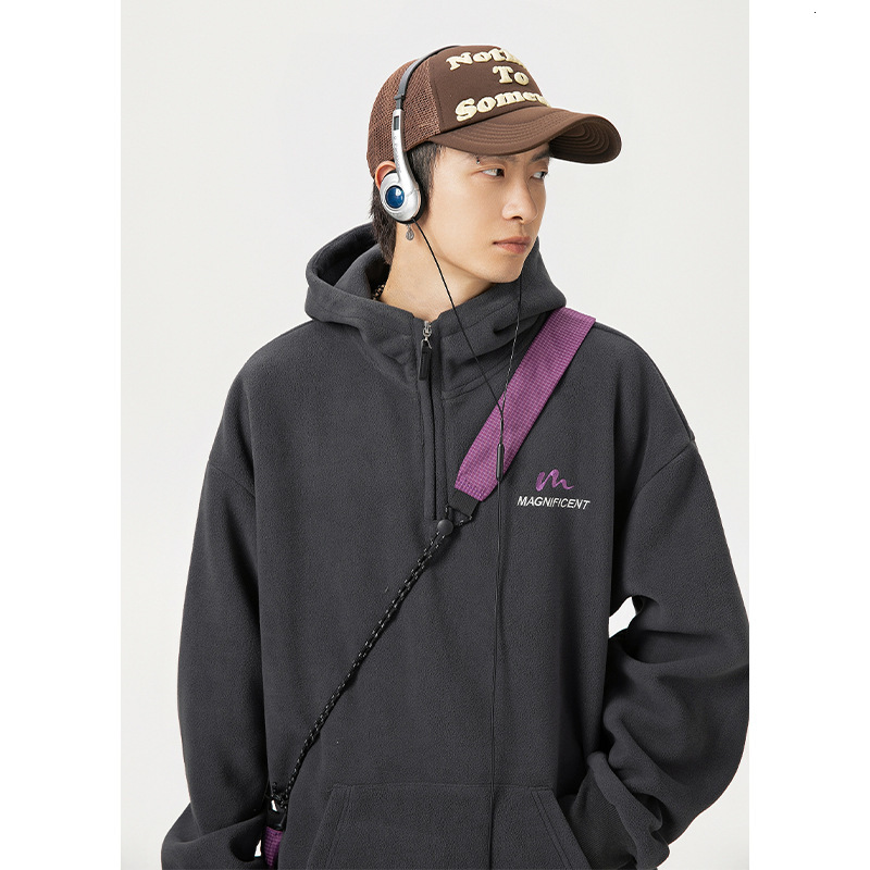 430G Heavyweight Fleece Half-zip Hoodie For Men Spring New Designer Hoodie Retro Texture Hoodie Jacket
