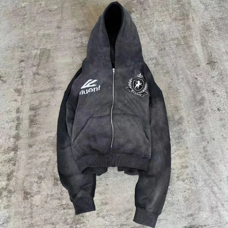 Winter Street vintage alphabet Embroidery hoodie for men y2k Goth Harajuku fashion suit for men couple casual loose tracksuit 260311