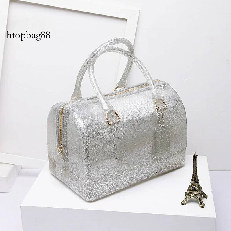 Waterproof Candy Jelly Boston Pillow Bag, One Shoulder Crossbody Simple Versatile Women's Bag Medium Large