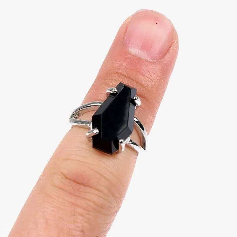 Coffin Ring, Goth Black Jewelry, Vampire , Witch, Gothic, Rings, Onyx Gemstone jewelry H260312