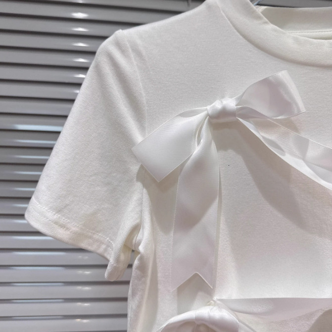 2026 Spring Designer Hoodie New Sweet And Elegant Short Designer Shirt Sleeve T-shirt With Bow And Polo Shirt Three-dimensional Tie Design