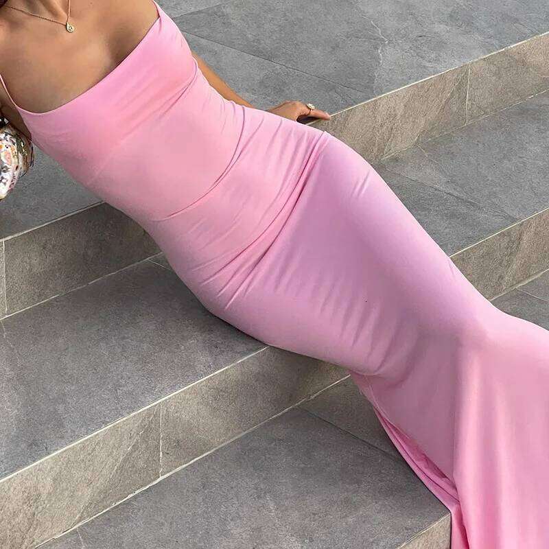 New Dresses 2025 Woman Fashion Summer One Shoulder Backless Slim Package Hip Sexy Elegant Skirt C260312
