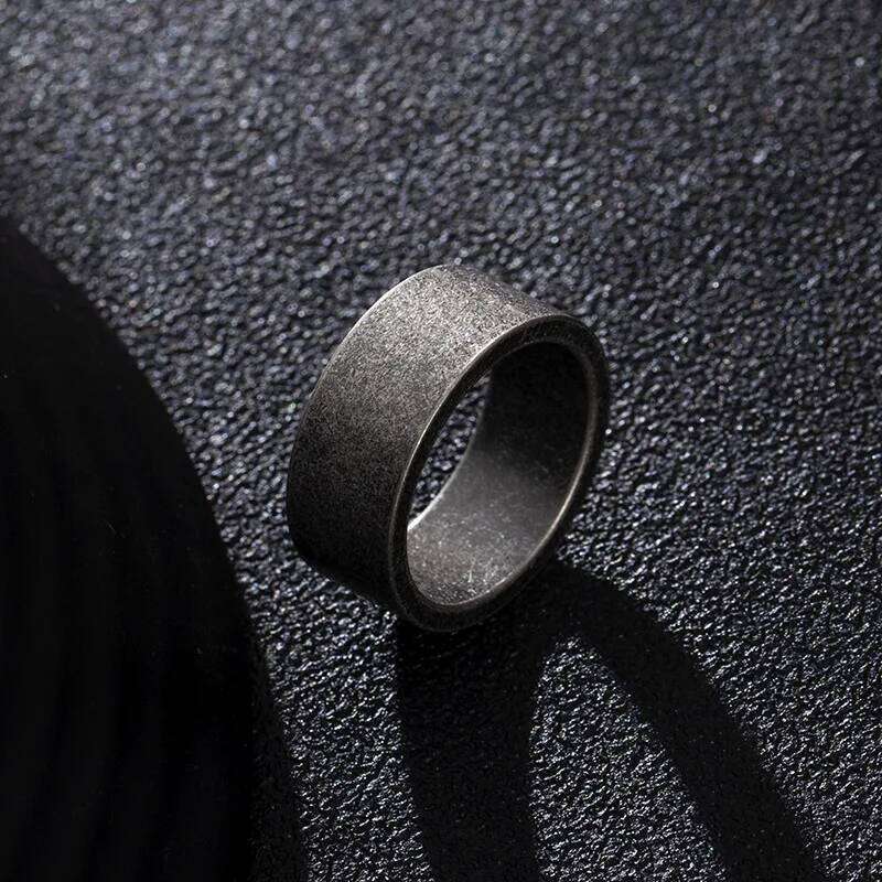 Retro Metal 8/10/12mm Antique Distressed Wide For Men Stainless Steel Ring Punk Gothic Rock Hiphop Accessories Jewelry Gift H260312
