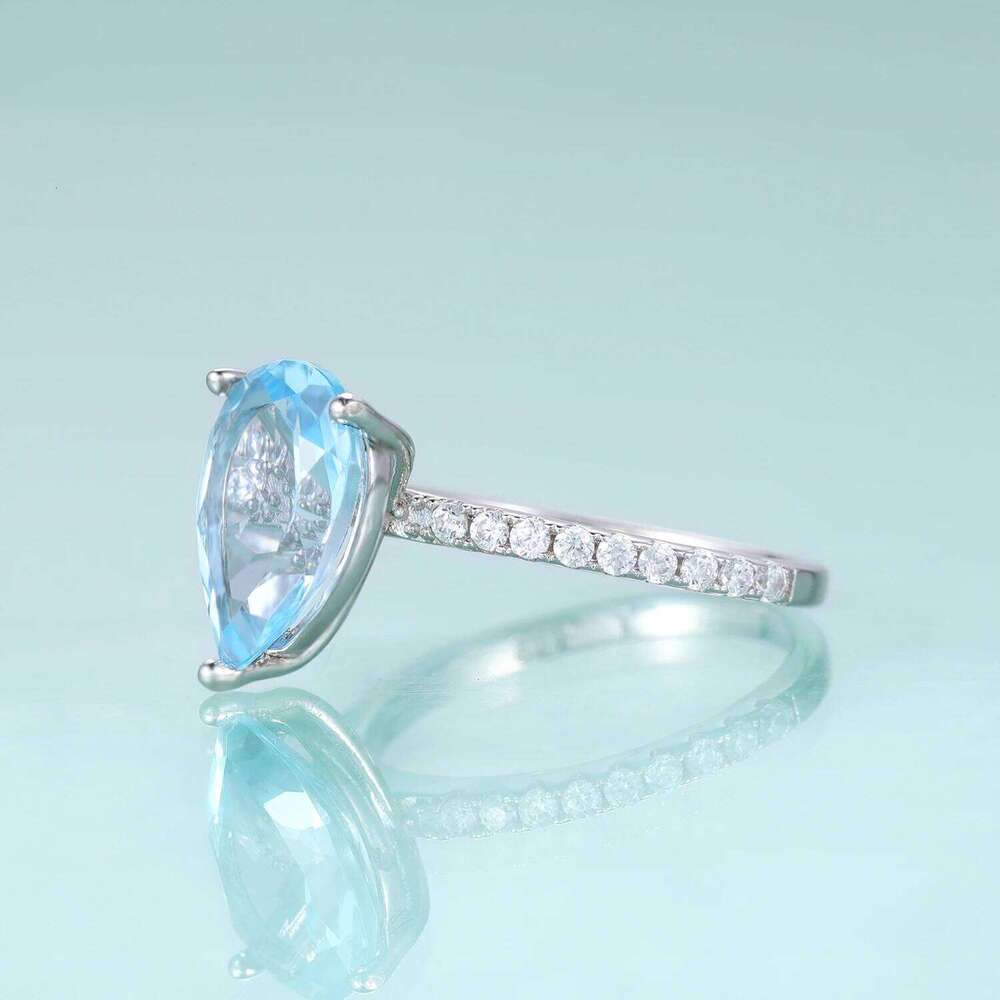 GEM'S BALLET Classic Pear Shape Sky Blue Topaz Engagement Rings 925 Sterling Silver Dainty Promise Ring September Birthstone H260312