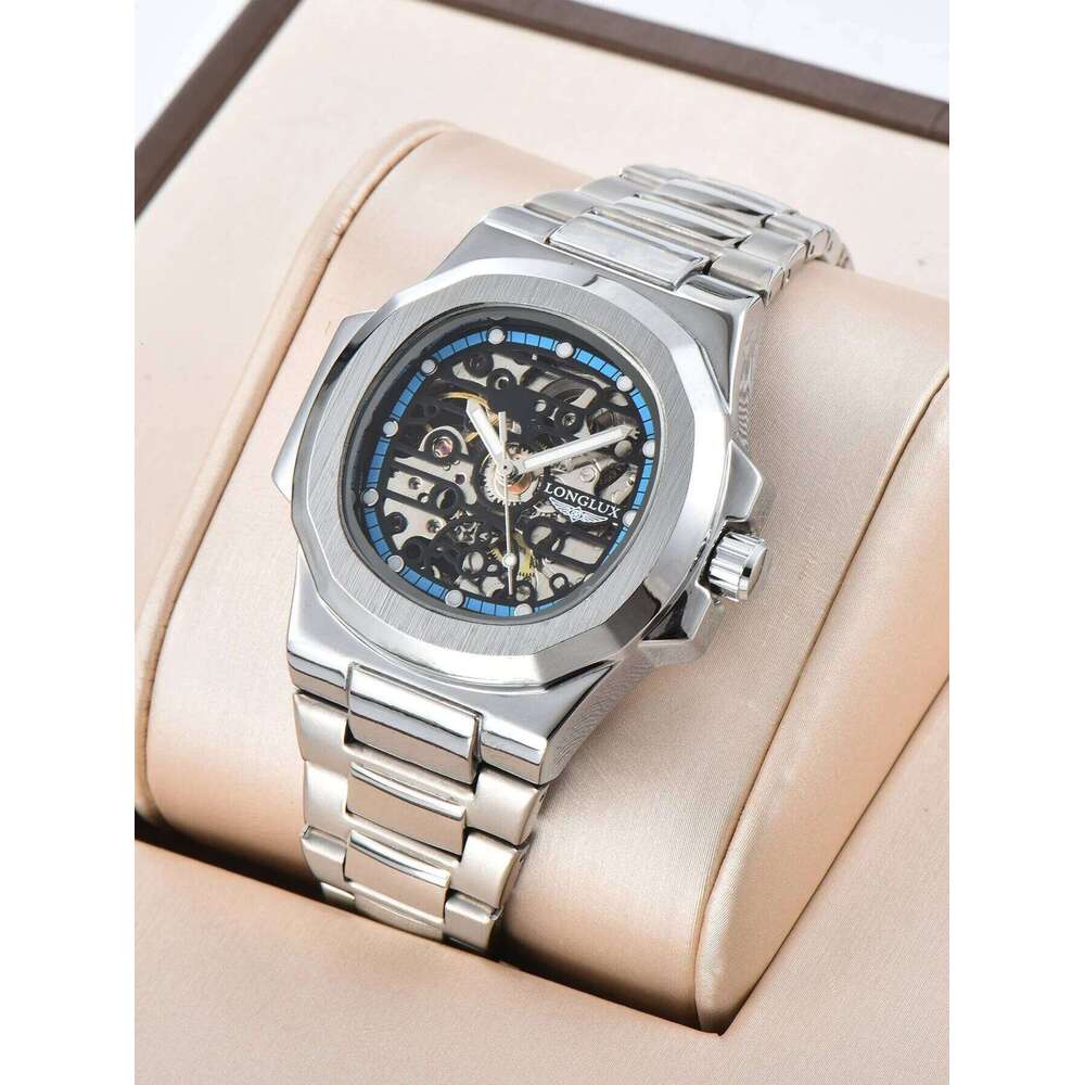 LONGLUX automatic wholesale mechanical watches stainless steel skeleton waterproof men's luxury watch men gift
