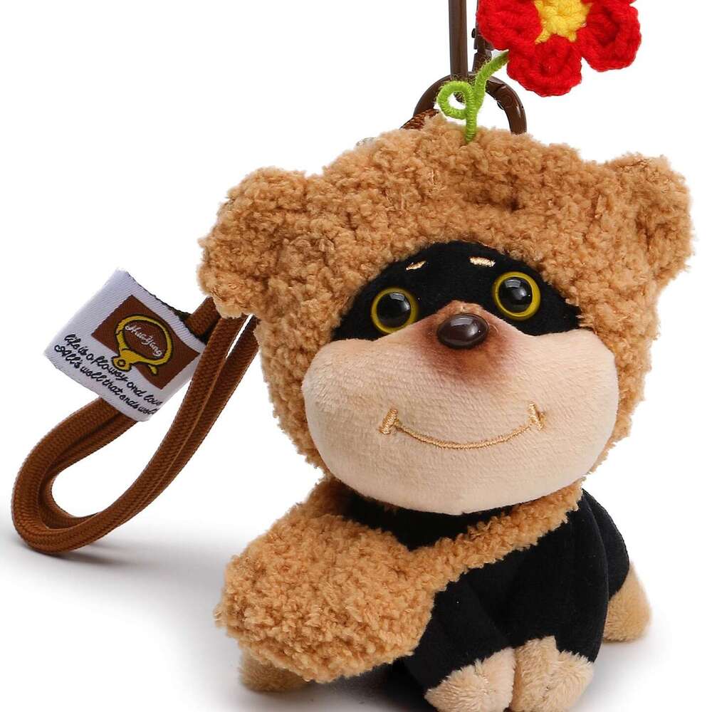 Bee puppy plush toy small pendant for girls, cute dog doll keychain, backpack decoration, original gift