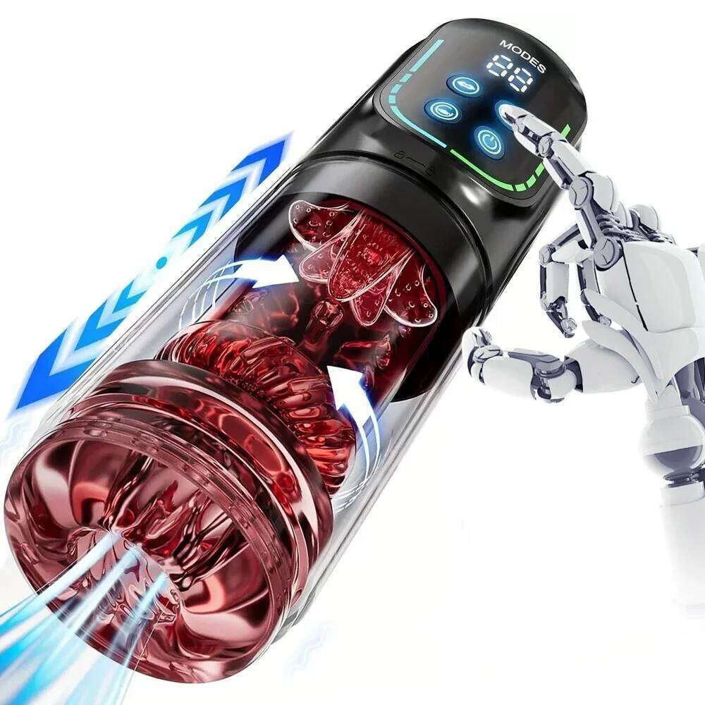 Thrusting Rotation Piston Male Masturbator Automatic Licking LCD Vacuum Sucking Vibrator Pocket Pussy Adult Sex Toys 18+ Z260312