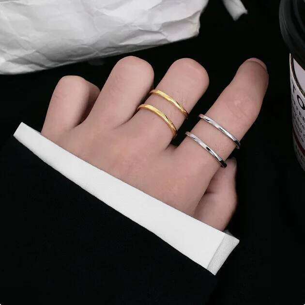 925 Sterling Silver Double-Layer Simple Adjustable Rings For Women Ladies Quality Jewelry Party Accessories H260312