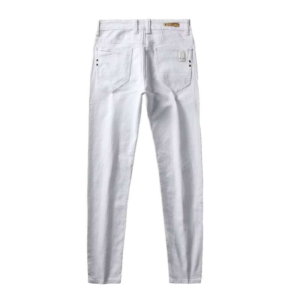 Autumn Men's White Slim Fit Straight Jeans Casual Stretch Denim Pants Comfortable Fashion Streetwear Male Brand Clothing 26Y0312