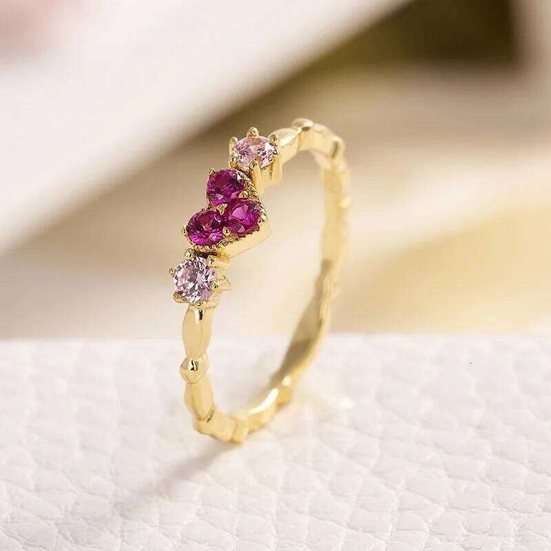 Huitan Trendy Simple Golden Inifinite Heart Shaped Engagement RIngs Women Romantic Gadget Pinky Rings For Girl New H260312