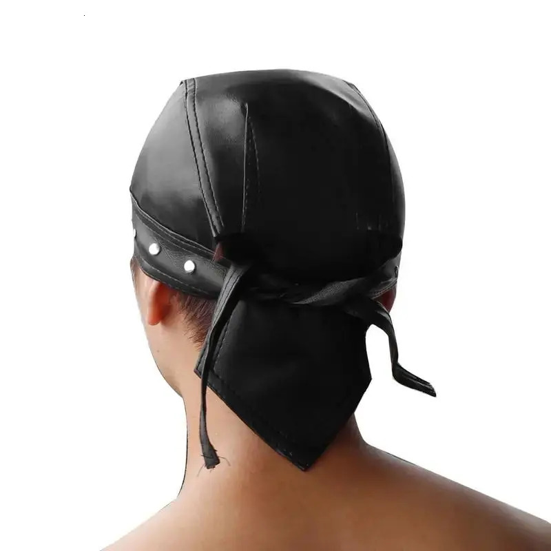 Black Leather Skull Bandana Motorcycle Helmet Edgy Halloween Gift for Urban Biker Cosplay 260304