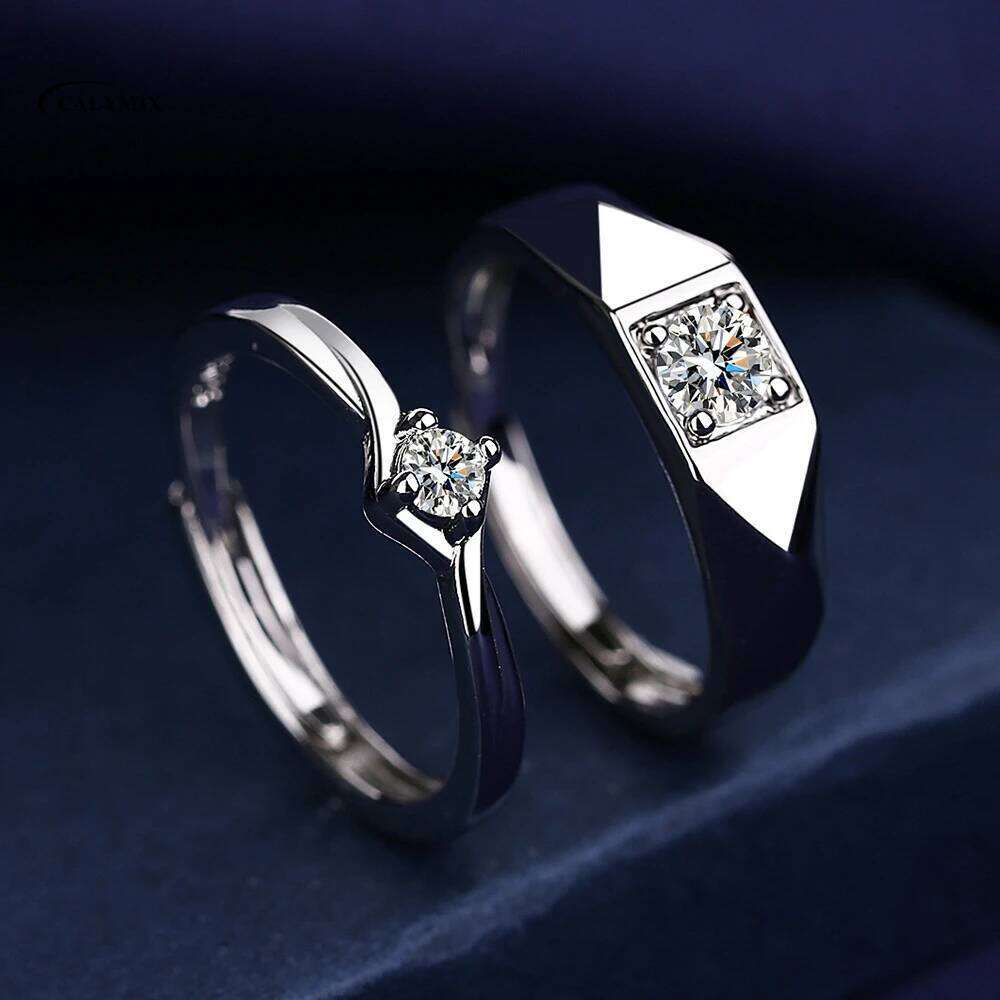 NEW 2PCS 925 sterling Pearl shine Zircon heart Rings Sunlight fashion original Ring silver womer lovers gift W260311