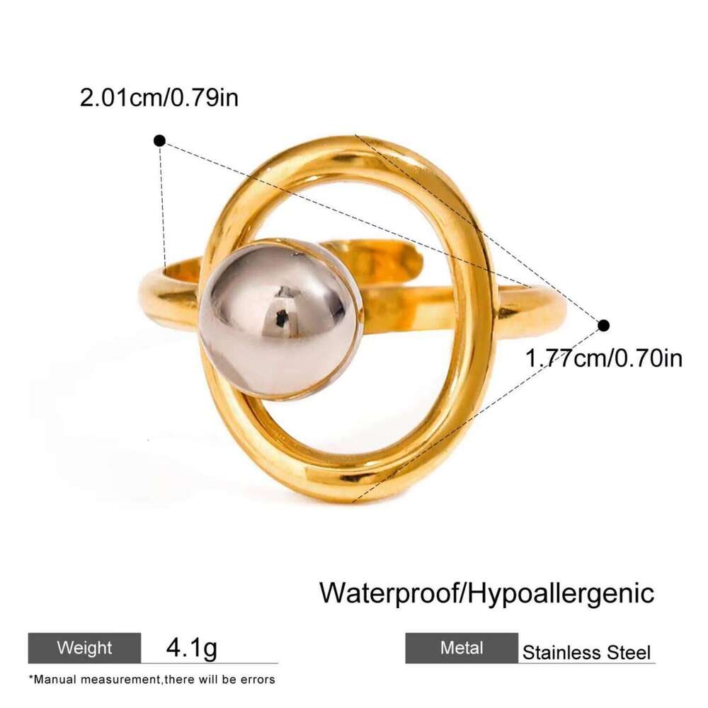 XIANING Popular Stainless Steel Metal Geometric Hollow Open Adjustable Ring for Women 18K PVD Plated Trendy Jewelry H260312