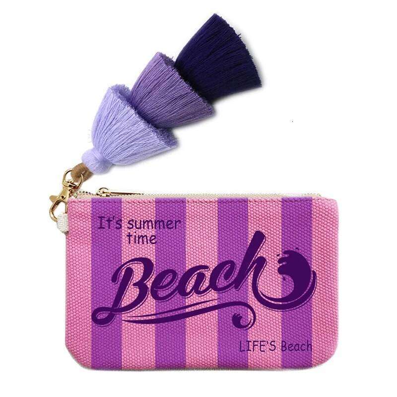 Fashion Canvas Vertical Stripe Design Letter Wallets For Women Personality Printing Cotton Clutch Purse Ladies Party Beach Bag