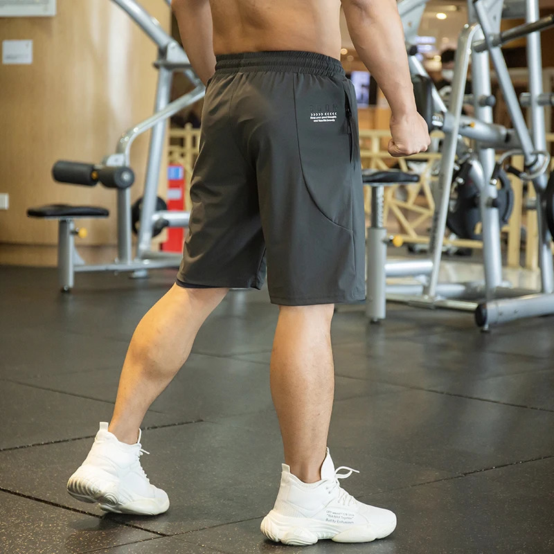 Men Running Shorts Ice silk Summer Elastic thin Quick Dry Training Fitness zipper Pocket Joggings Pant Male Gym 12 Sweatpants 260228