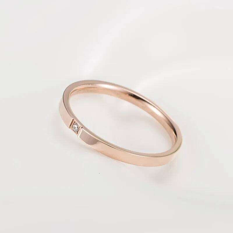 2mm Thin Stackable Ring Stainless Steel Single CZ Wedding Band for Women Girl Size 3-10 H260312