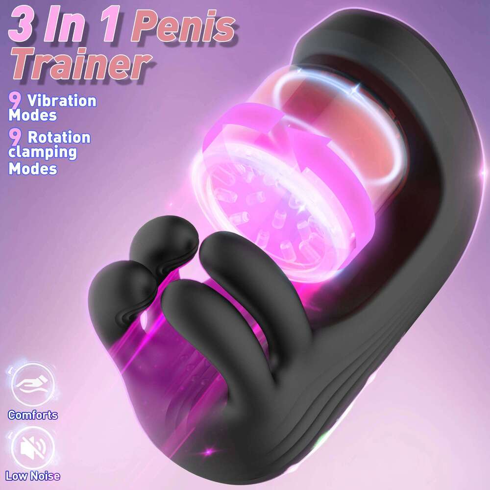 Sex Toy Male Penis Glans Stimulator 9 Vibration Rotation and Suction Modes USB Rechargeable Masturbation Cup Adult Novelty Z260312
