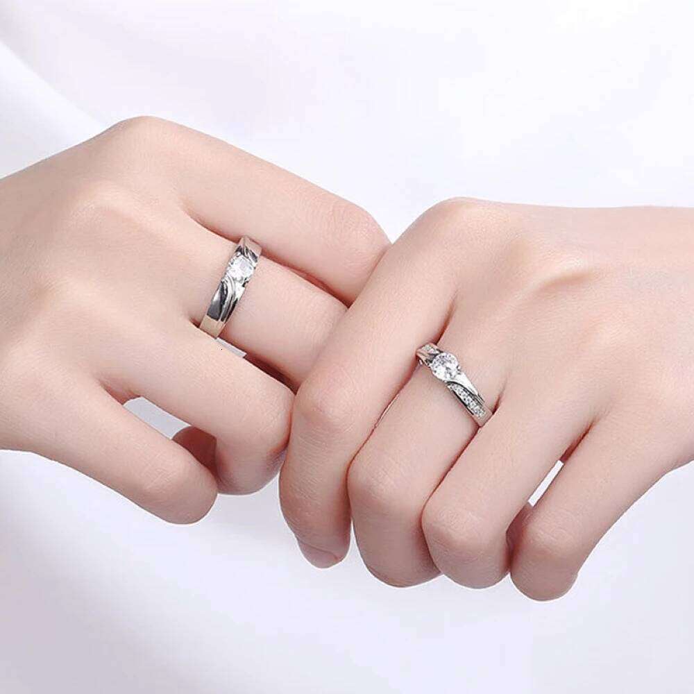 Twisted Copper Plated Platinum Overlap Opening Couple Ring Micro Inlaid Zircon Girl Gift Finger Jewelry Wholesale Drop Shipping W260311