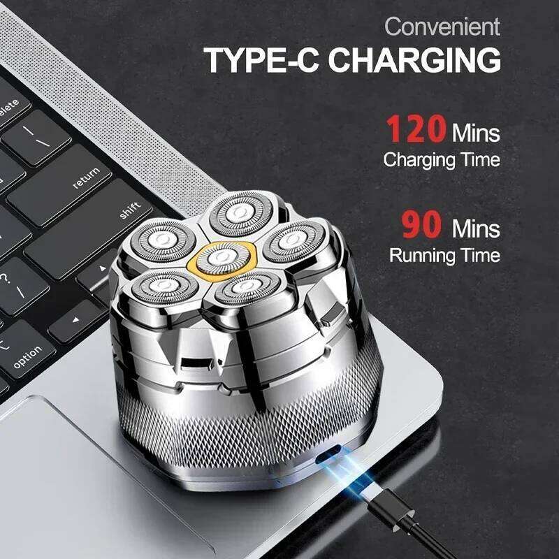 Tinsol New Bald Men's Titanium Electric Clipper Razor 6D Magnetic Hair Trimmer Rechargeable Waterproof Facial Repairer C260312
