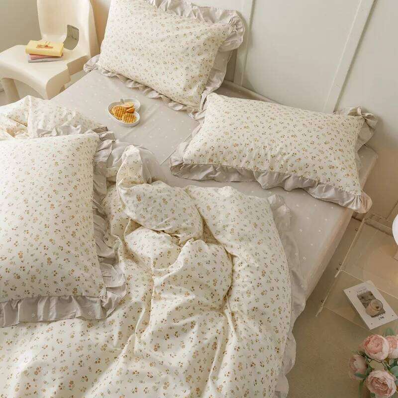 100% Cotton Bedding Four-piece Set Skin Friendly Breathable Sheet 2 Pieces Pillowcase Bedroom Twin Size Bed Quilt Cover H260312