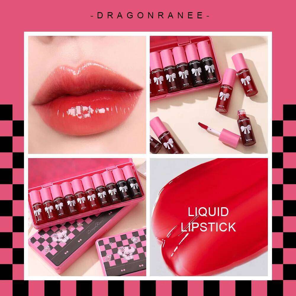 10 pack gloss set, easy to color non fading, lip gloss, waterproof and moisturizing lipstick water W260311