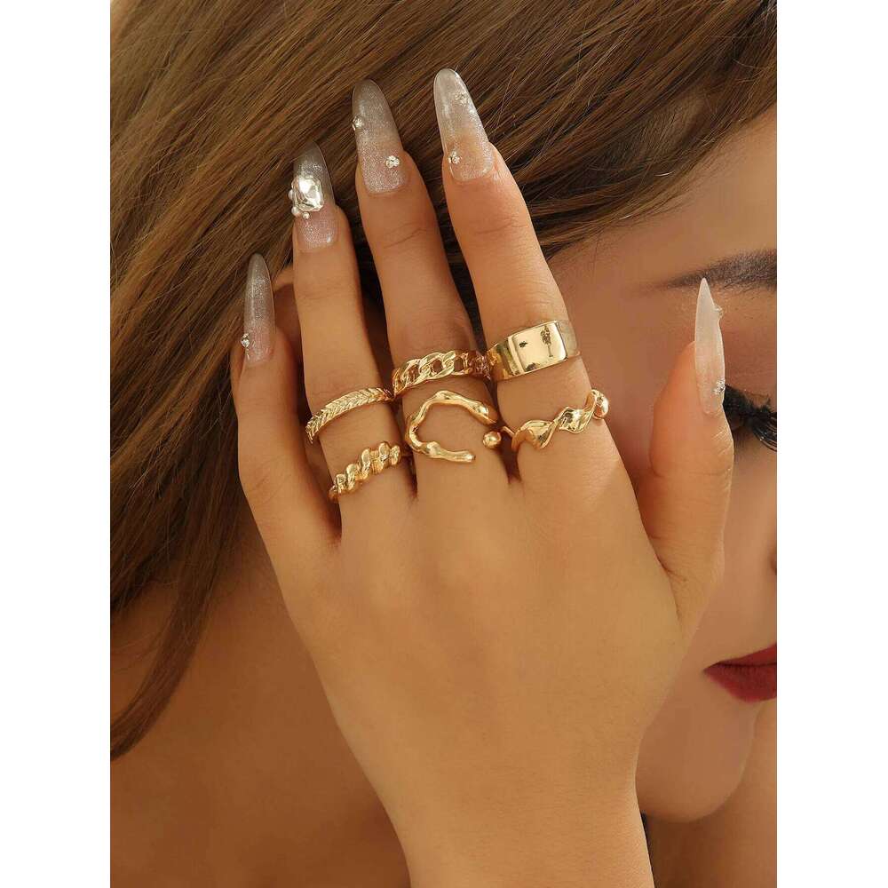 2025 Cross-Border Retro New Simple Rrregular Baroque Imitation Pearl Personality Ladies French Ring, Suitable For Charming Intel H260312