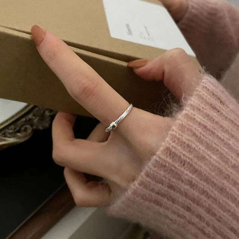 925 Sterling Silver Designer Jewelry Texture Simple Adjustable Rings For Women Stackable Accessories Prevent Allergy H260312