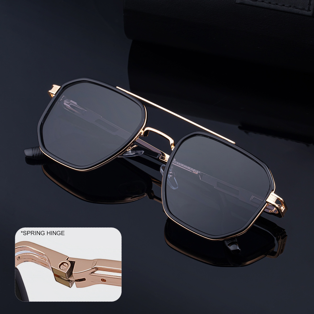 2026 New Fashion Square Large Frame Polarized Double Beam Outdoor Sun Protection Sunglasses for Men,