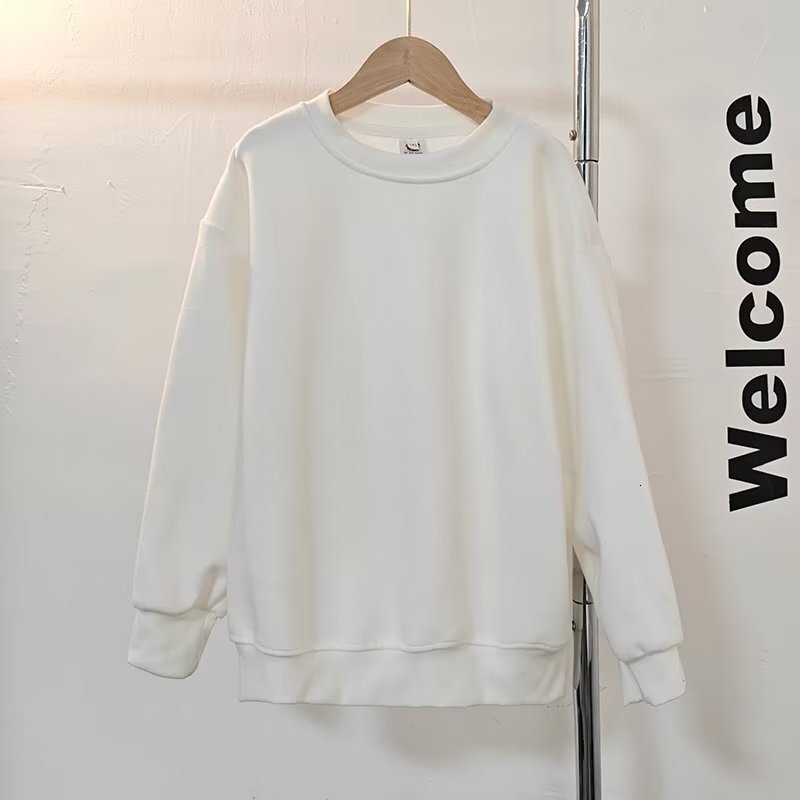Trendy Loose-fit Round-neck Solid Color Sweatshirt For Men Spring And Autumn Style Simple Inner Designer Hoodie Layer Hong Kong Style Men's Plain