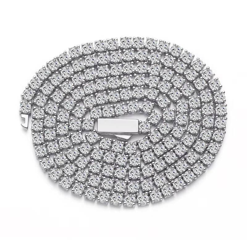 Non Tarnish 925 Silver Jewelry Iced Out Cuban Link Chain Necklace Moissanite Chain Choker Tennis Chain Necklace