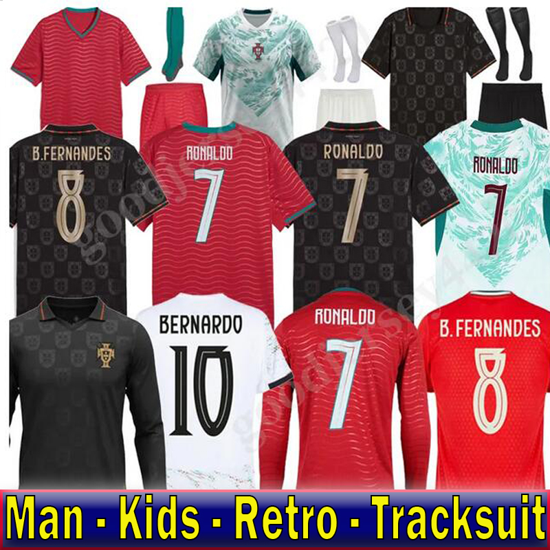 26 27edicao Special Portugal jersey World Cup Black Panther Kit DIOGO J RUBEN soccer jerseys retro jersey Portugieser Portuguese Ronaldo football shirts Men sets