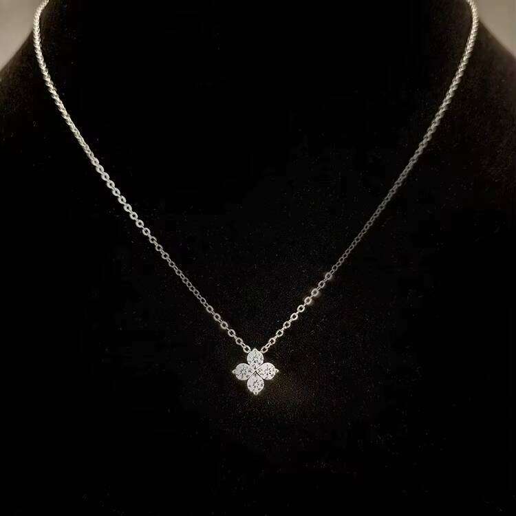 Premium Jewelry Adjustable Sterling Sier Diaspore Pendant Four-Leaf Clover Necklace Women's Gift Anniversary Commemoration