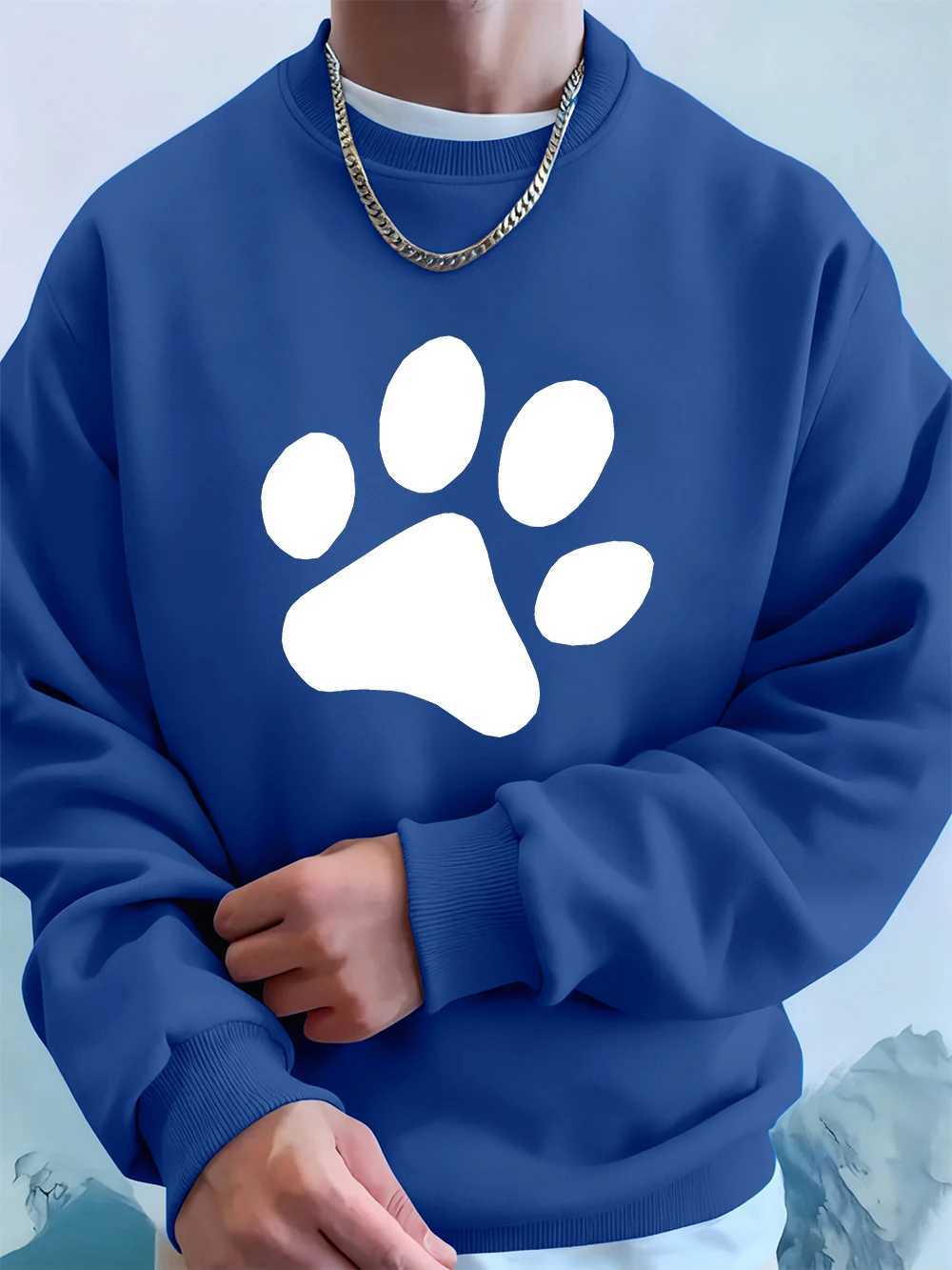 Simple Sole Pattern Printed MenS Sweatshirt Winter Loose Hoodies Sports Crewneck Fleece Warm Streetwears Basics Men Clothes M260312