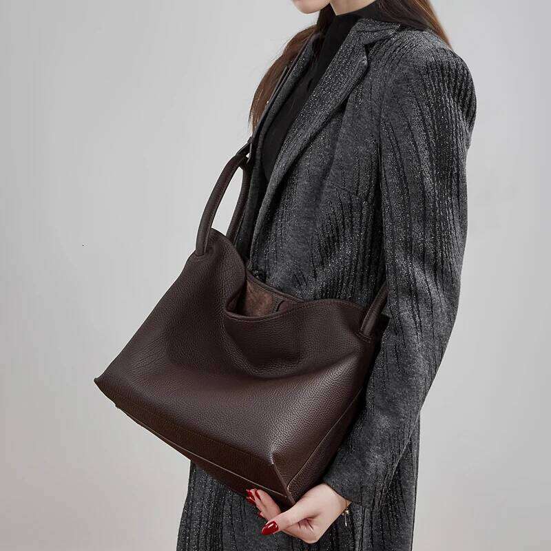 Hifashion Cowhide Genuine Leather Handbags For Women New 2026 Luxury Designer Shopping Totes Work Ladies Shoulder Crossbody Bags