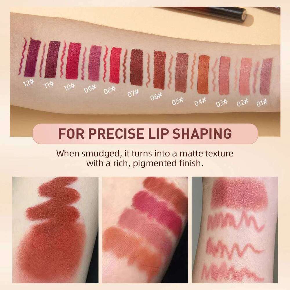 QIBEST 2pcs Lipstick Lipliner Pen Set Matte Velvet Liner Pencil Contour Makeup Sexy Red Lip Stick Long Lasting Cosmetics W260311