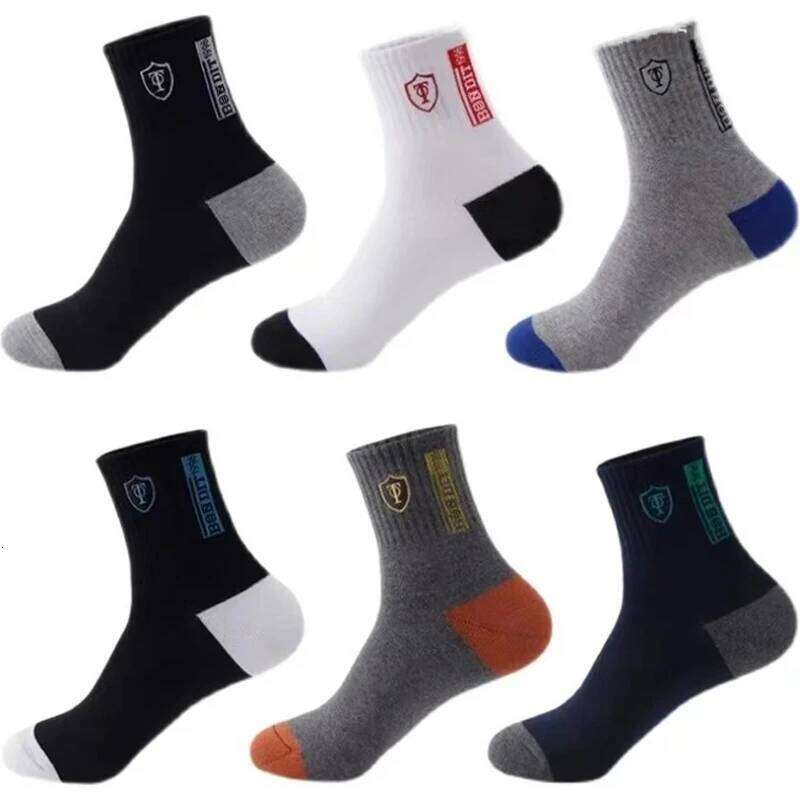 5 Pairs of Autumn Winter MEN'S Sports for Summer Leisure, Sweat Wicking, Lightweight and Breathable Basketball Socks Z260312