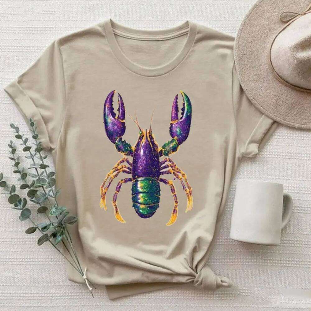Crawfish Shirt Mardi Gras Sweatshirt Aesthetic High Quality Cotton Tops Y2k Top Women Clothes Z260312