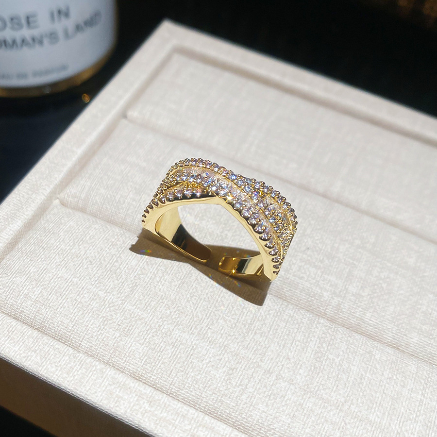 Gypsophila Open Ring for Women, Silver Color with Sparkling Diamonds, High-Quality Texture, Simple and Fashionable Exquisite Ring