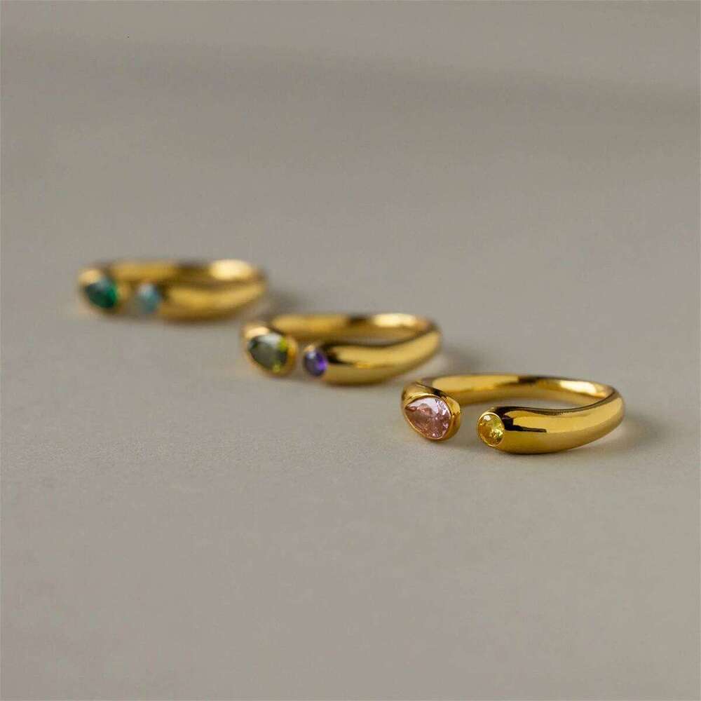 Stainless steel December birthstone ring inlaid with zircon gold plating for color preservation H260312
