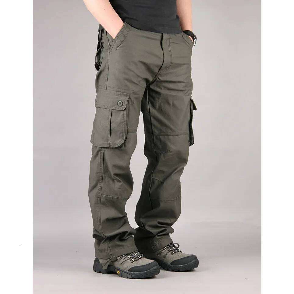 New Men 6 Pockets Fashion Cargo Quality Cotton Outdoor Male Casual Pants