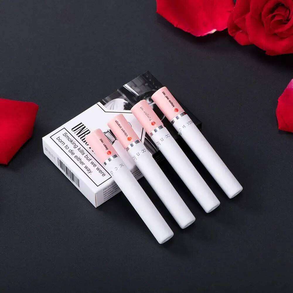 4PCS/Set Creative Cigarette Lipstick Set Matte Long Lasting Waterproof Matt Stick Tube Nude Red Velvet Lip Tint Makeup W260311