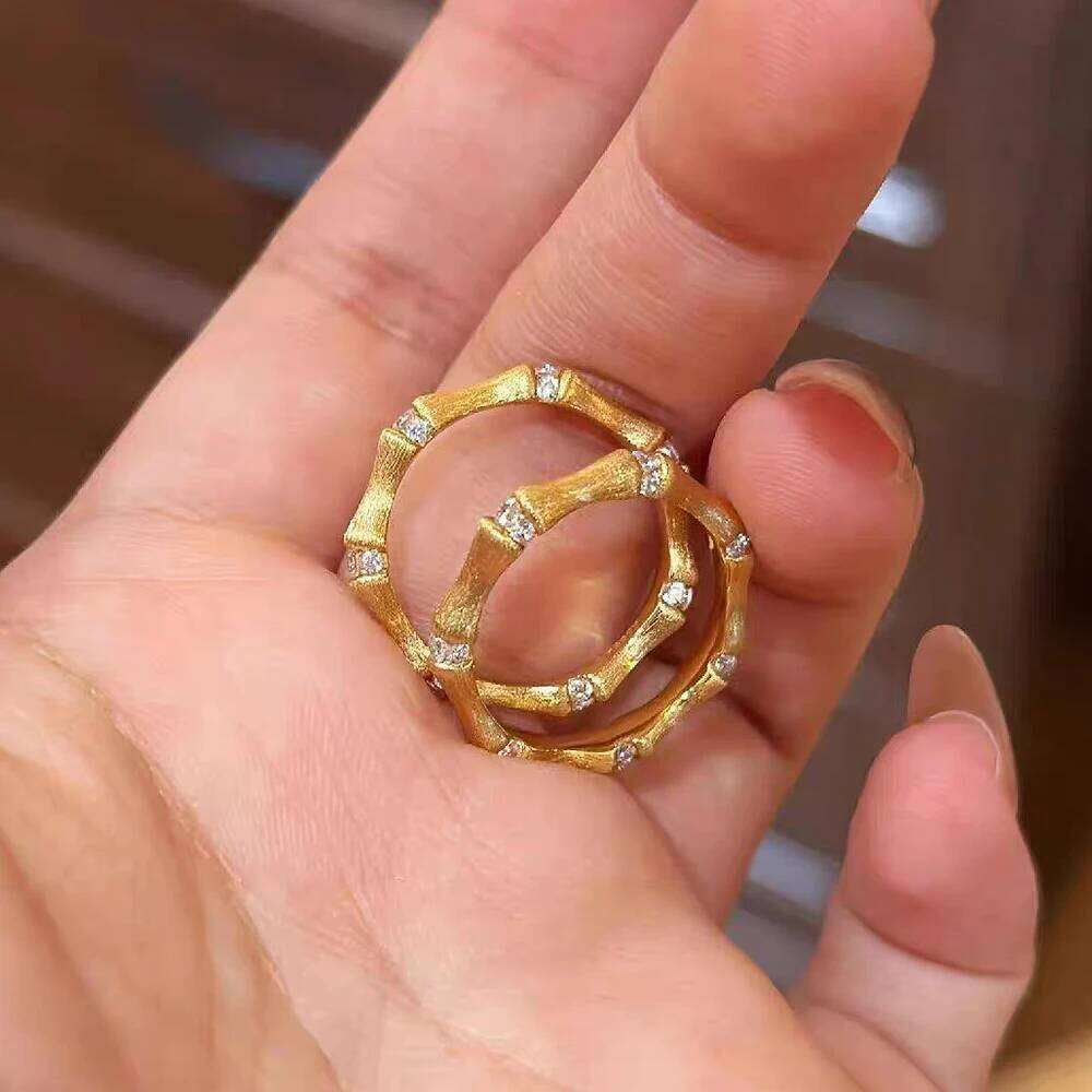 BXINY Moissanite Ring 925 Sterling Silver 18K Gold Plated For Women Men Bamboo Shape Eternity Band Lab Diamond Fine Jewelry Gift H260312