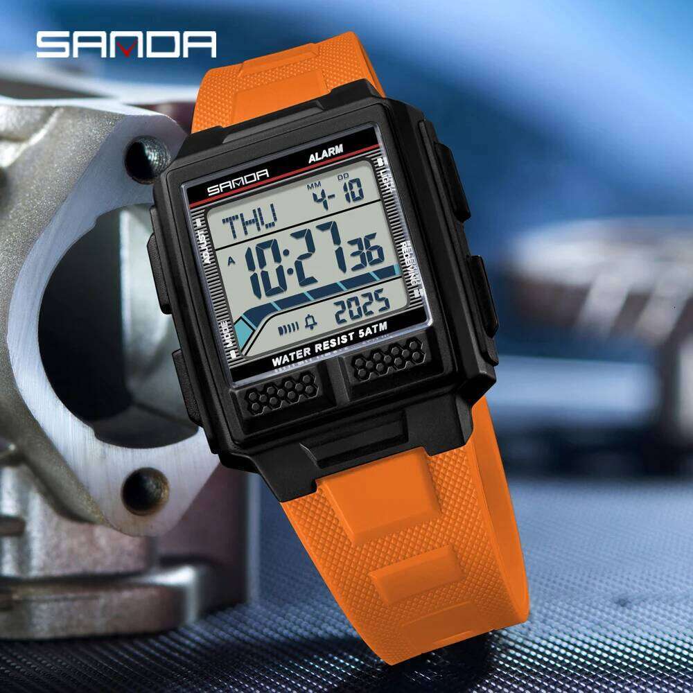 SANDA 2212 Youth Sports Electronic Watch 5ATM Waterproof Night Light Countdown Stopwatch Alarm Clock 3D Stereoscopic Case 2026