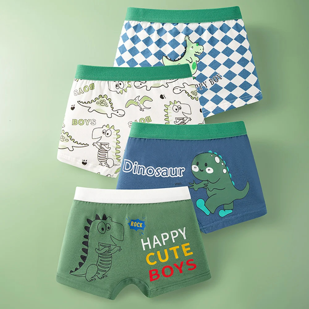 14812 Pcspack Boys Boxer Briefs Kids Cotton Underwear Baby Boy Underpants Teenager Cartoon Print Soft Children Panties 412Y 260311