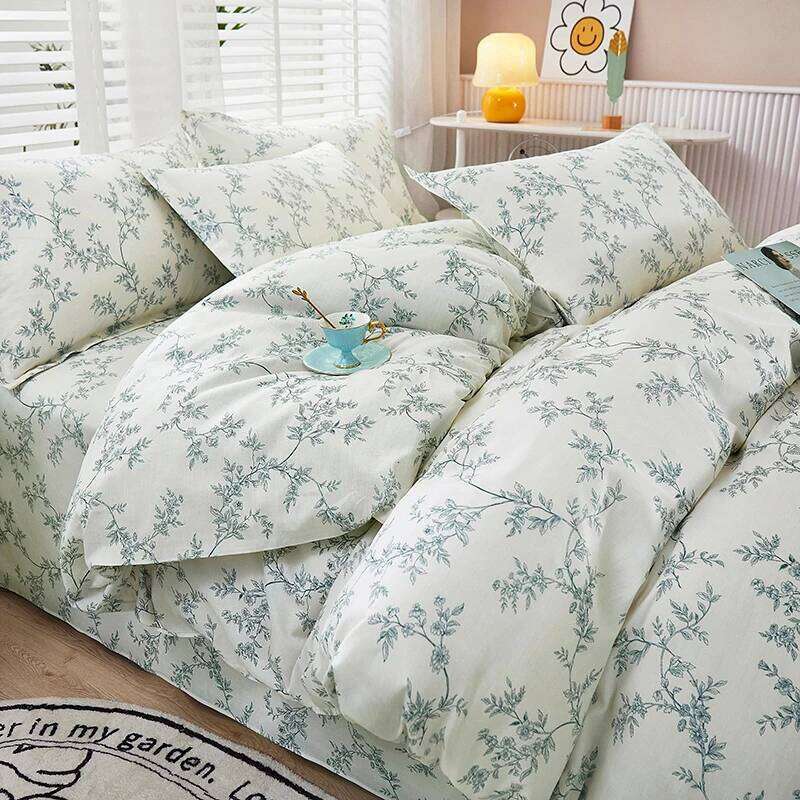 100% Cotton 3pc/Set Duvet Cover,No Filler,Floral Ins Style Skin-Friendly, Soft Comfortable Fabric,Single/Queen Size Bedding Set H260312