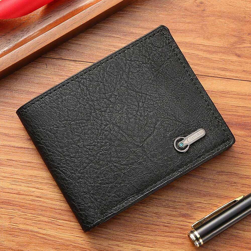 Men Purse Black Wallet Male Business Id Cards Holder Pu Leather Multiple Slot Casual Large Capacity Dollar Coin Money Bags