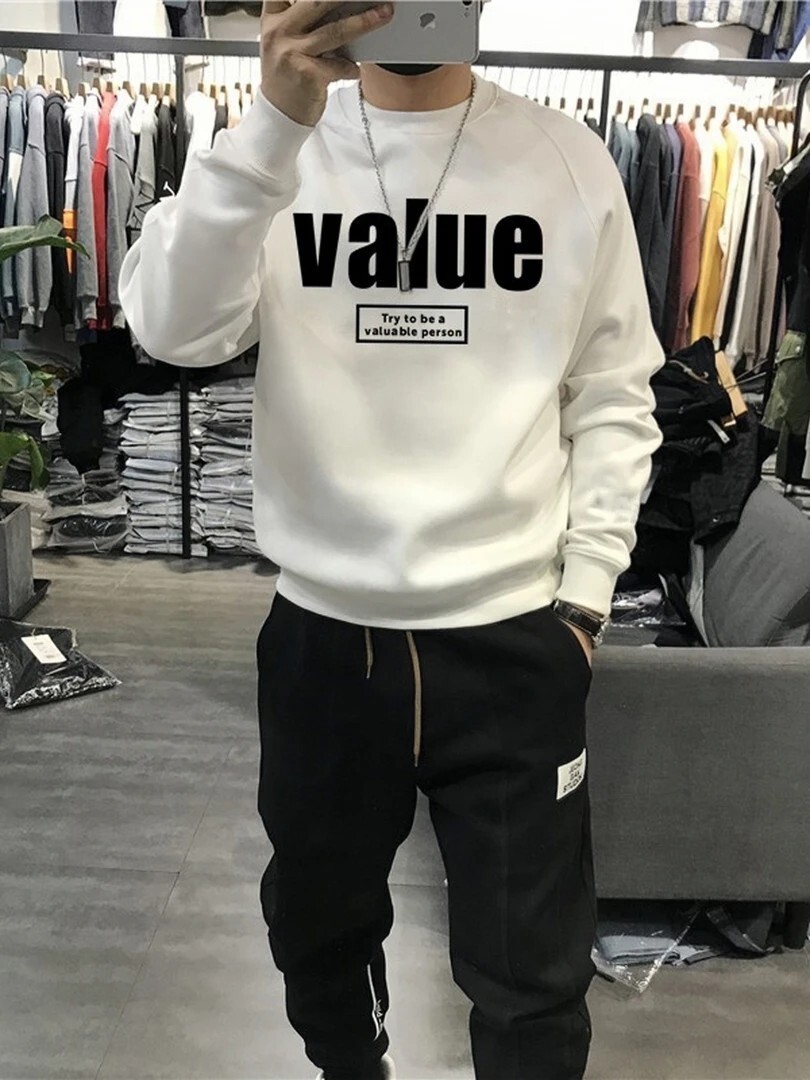 Autumn Nd Winter Men's Populr Simple Letter Print Swetshirt Trendy Designer Hoodie Brnd Round Neck Loose Fit Verstile Csul Fleece-lined Bse Shirt