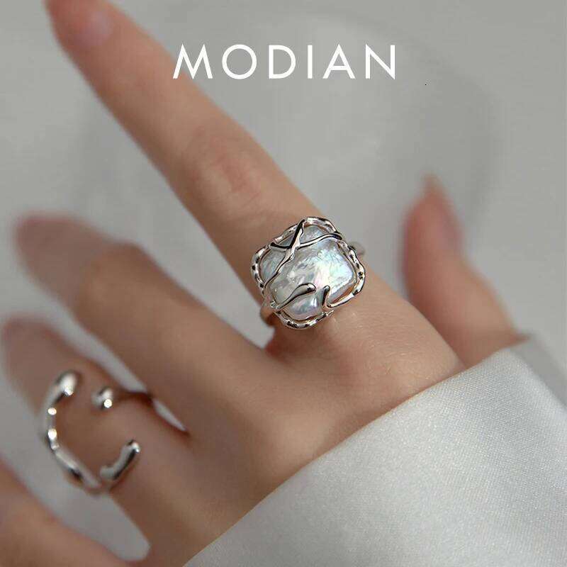 Modian Irregular Water Drop Square Ring 925 Sterling Silver Fashion Adjustable Size 6-8 Finger Rings For Women Fine Jewelry H260312